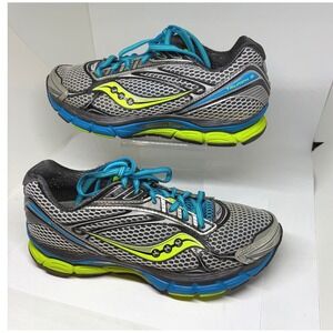 Saucony Triumph 9 Running Shoes Women 8.5 Silver Blue Citron Fair PowerGrid